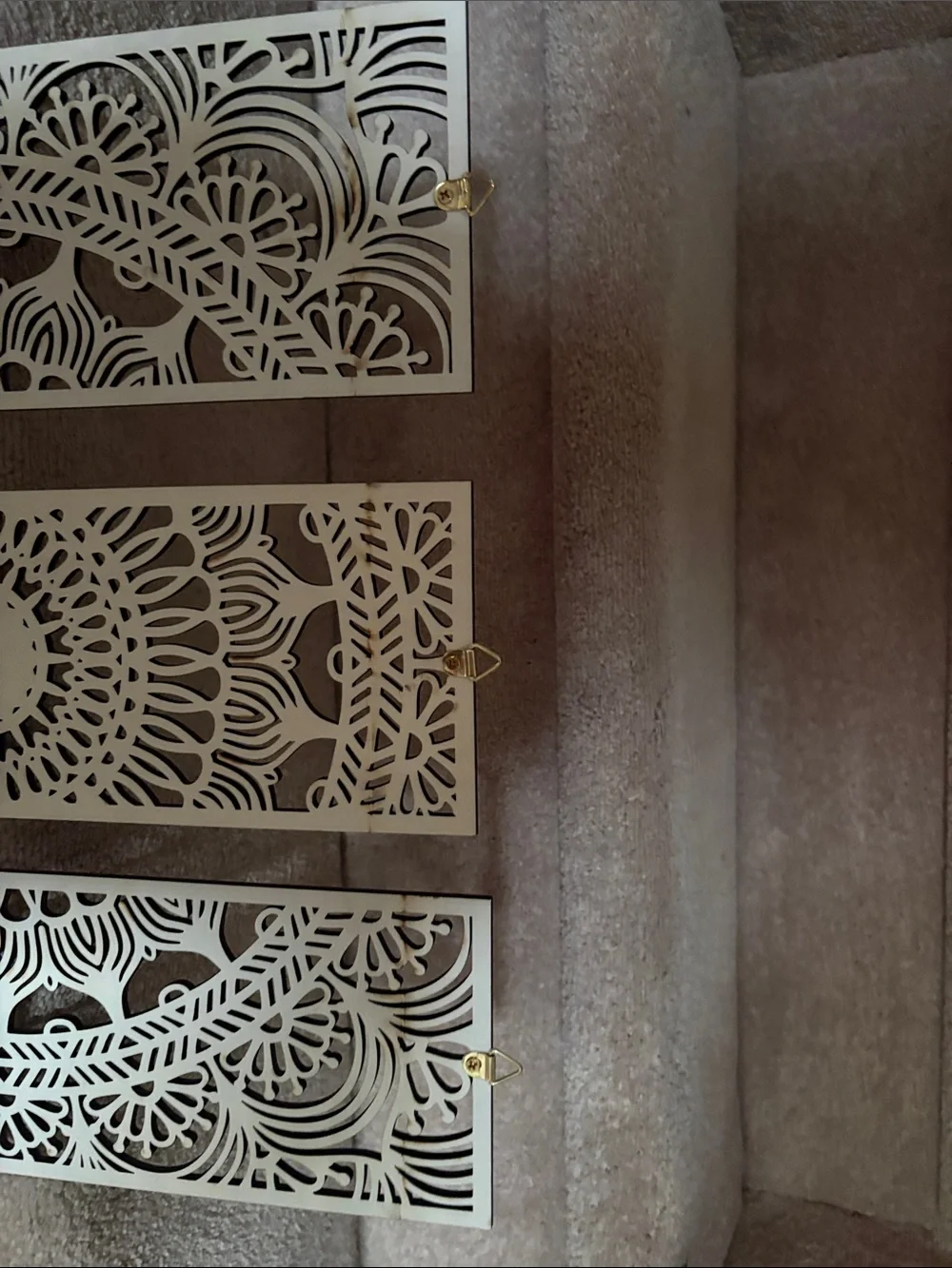 Cream Ornamental Laser-Cut Wall Panels - Set of 3